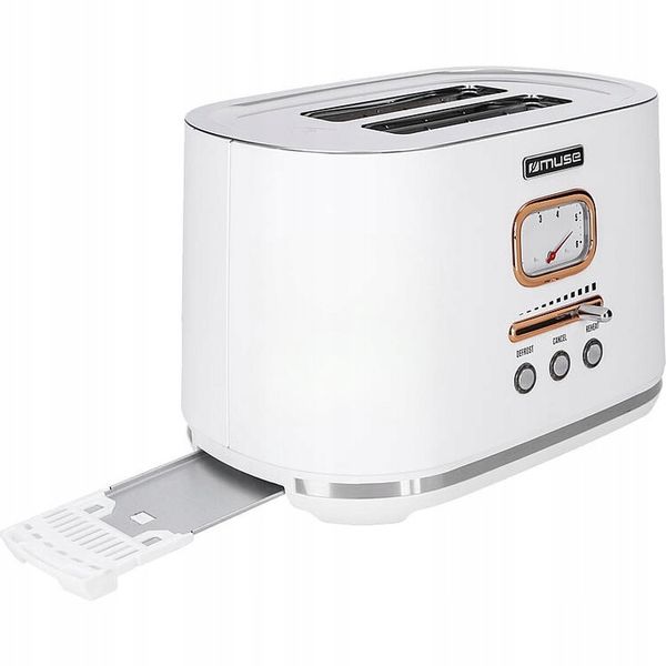 TOSTER OPIEKACZ RETRO 1000W NA 2 TOSTY BIAŁY/ZŁOTE ELEMENTY MUSE MS-130W zdjęcie 6
