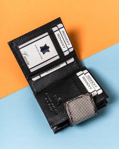 stylowy, skórzany portfel damski na zatrzask i bigiel - lorenti na Arena.pl