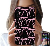 ETUI DO SAMSUNG GALAXY A04S - CZARNO RÓŻOWE WSTĄŻKI KOKARDKI WSTĄŻKA