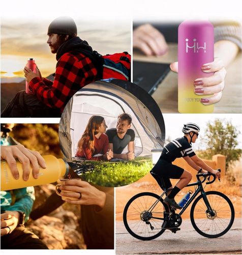 KUBEK TERMICZNY BUTELKA TERMOS NA KAWĘ HERBATĘ NAPOJE STALOWY SŁOMKA 500ML na Arena.pl