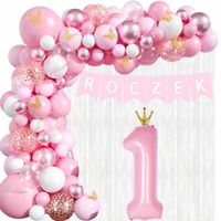 GIRLANDA BALONOWA BALONY RÓŻOWE DEKORACJE NA ROCZEK DLA DZIEWCZYNKI ZESTAW