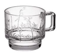 Kubek szklany z uchem szklanka HOLLY 410 ml tłoczony wzór nr 2 bezbarwna