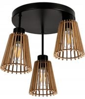 Lampa plafon żyrandol wysoki sufit 3 Drewno eko