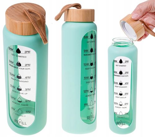 BIDON BUTELKA SZKLANA SZCZELNA NA WODĘ KUBEK POJEMNIK NA NAPÓJ SHAKER 1L na Arena.pl