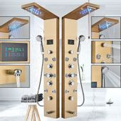 Nowoczesny złoty panel prysznicowy zestaw deszczownica kran