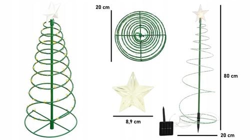 Choinka led lampki zewnętrzne ozdoba świetlna świąteczna do ogrodu 80 cm na Arena.pl