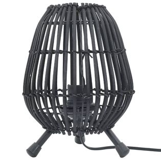 Lampa stojąca, wiklinowa, czarna, 60 W, 20x27 cm, E27