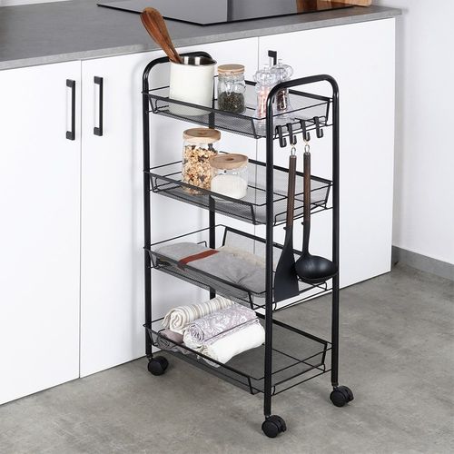 Wózek na Kółkach Mobilny Regał Kuchenny Łazienkowy 4 Poziomowy Szafka Półka na Arena.pl