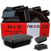 ZAŚLEPKI PLASTIKOWE 50X30 CZARNE 30 SZT WEWNĘTRZNE WBIJANE DO PROFILI