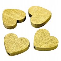 Drewniane koraliki SERCE 21x23mm złoty 4szt.
