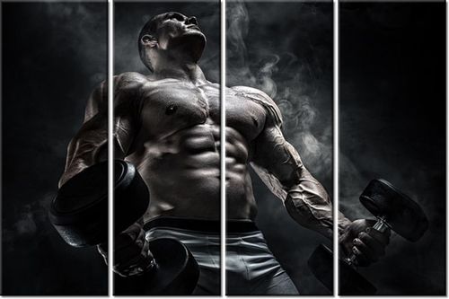 120CM 80 OBRAZ 4 ELEM MĘŻCZYZNA SIŁOWNI STALOWYM KOLORZE ŚCIENNY na Arena.pl