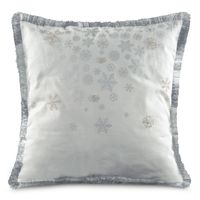 Poszewka świąteczna 45x45 cm biała srebrne śnieżynki poliester