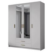 Szafa ADA II 160 cm - pojemna garderoba z lustrem - BIAŁY+ZŁOTY