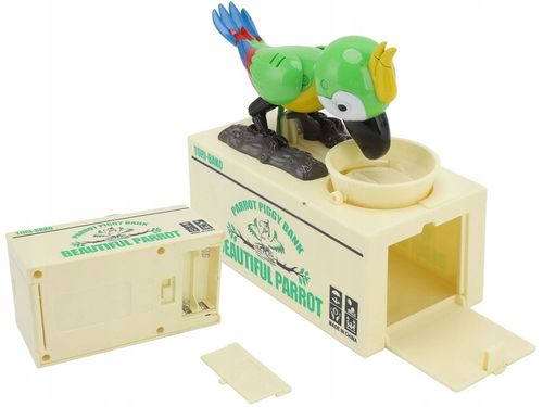 SKARBONKA INTERAKTYWNA AUTOMAT ZJADA MONETY PAPUGA ZŁODZIEJASZEK MONET na Arena.pl