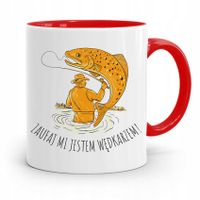 Kubek Czerwony Wędkarza Zaufaj Mi Jestem Wędkarzem Z Nadrukiem Ze Zdjęciem