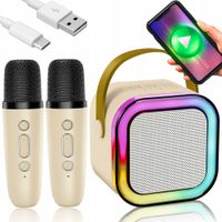 Karaoke 2 Mikrofony Z Głośnikiem Zestaw Bezprzewodowy Bateria Bluetooth