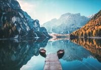 FOTOTAPETA widok most góry las we mgle 3D 200x130