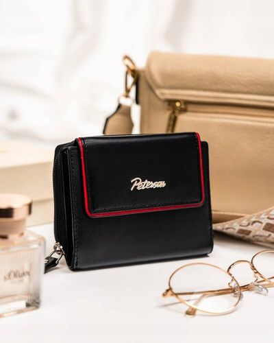 mały, skórzany portfel damski na zatrzask i suwak - peterson na Arena.pl