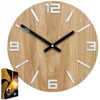 Zegar Ścienny Akrylowy Dębowy Drewniany Arabic Wood White Okrągły