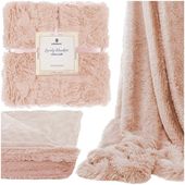 Narzuta na łóżko, pled 200x220 cm dwustronny koc na kanapę różowy