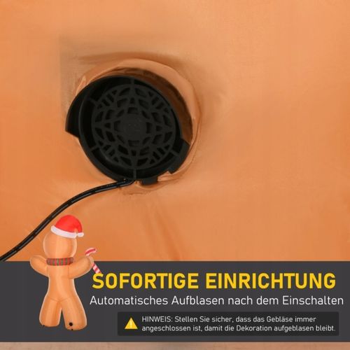 Samopompujący piernikowy ludzik z dmuchawą, dekoracja świąteczna 2,4 m LED na Arena.pl