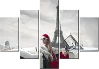 70 100CM OBRAZ 5 ELEM PARKING WIEŻY EIFFLA DRUK PŁÓTNO