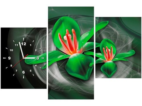 60CM 90 ZEGAR 3 ELEM ZIELONE KOSMICZNE KWIATY JAKUB BANAŚ ŚCIENNY na Arena.pl