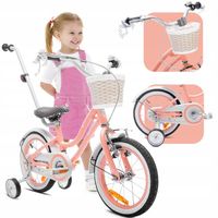 Rowerek 14 cali dla dziewczynki dziecięcy Pchacz Kółka boczne Koszyk Heart