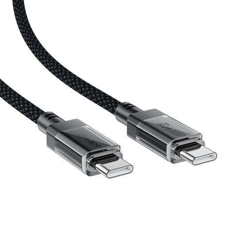 Kabel przewód USB-C z nylonowym oplotem PD 60W 480Mb/s - czarny na Arena.pl