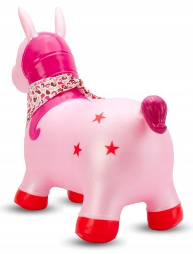 Skoczek gumowy dla dzieci JEDNOROŻEC 60 cm różowy perłowy z bandaną do skak na Arena.pl