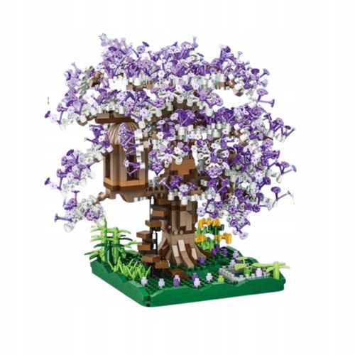 Klocki bonsai MINI drzewko fioletowe domek na drzewie elementów dla dzieci na Arena.pl