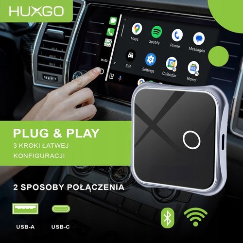 HUXGO bezprzewodowy adapter 2w1 do Apple CarPlay i Android Auto BY963A na Arena.pl