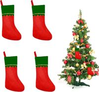 Zestaw 4 Skarpet Świątecznych na Prezenty Zielono Czerwone 16 cm Tkanina