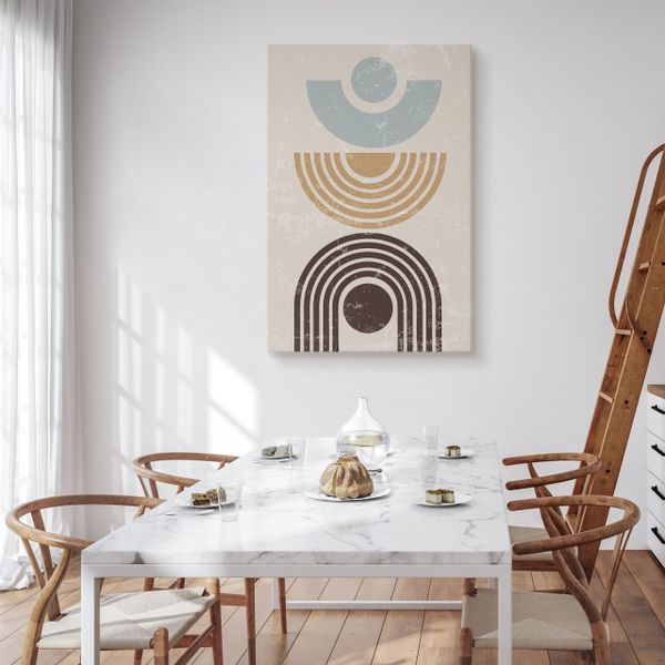 Obraz Na Płótnie Do Sypialni Beżowe Wzory Styl Boho Abstrakcja 60cm x 90cm zdjęcie 4