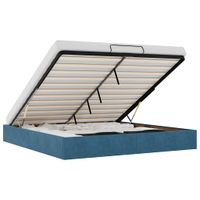 Rama łóżka otomana bez materacem, niebieska, 180x200cm, aksamit