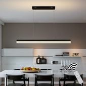 Lampa Wisząca LED 22W Żyrandol Liniowy 90cm Pilot Ściemnialna Czarna