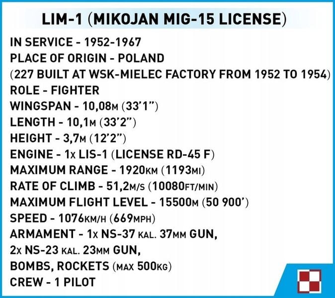 COBI 5822 SAMOLOT LIM-1 POLISH AIR FORCE 1952 zdjęcie 1