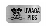 GRAWER Tabliczka nierdzewna laminat 20x10 UWAGA PIES jack russell terrier