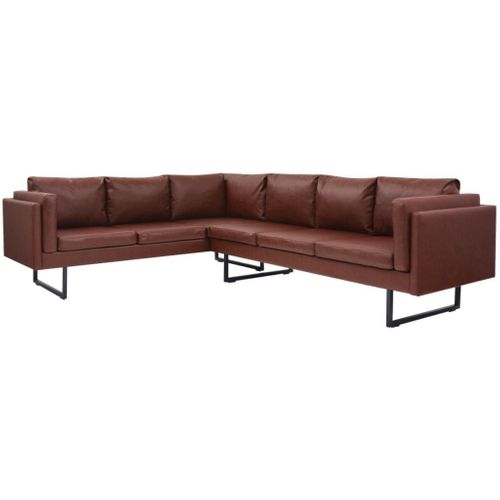 Sofa Narożna, Sztuczna Skóra, Brąz na Arena.pl