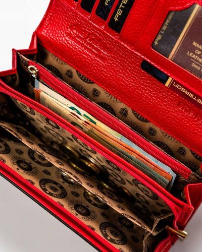 pojemny, skórzany portfel damski z systemem rfid w czarno-czerwonym na Arena.pl