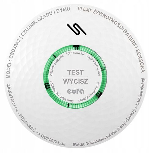 2w1 Czujnik CZADU tlenku węgla i dymu 10lat żywotności wbudowana bateria na Arena.pl