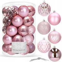 BOMBKI CHOINKOWE NA CHOINKĘ 8cm NIETŁUKĄCE 30szt OZDOBY RÓŻOWE DEKORACJE