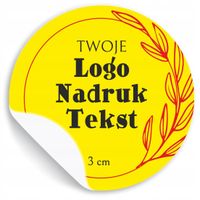 Naklejki ETYKIETY REKLAMOWE + twoje LOGO grafika nadruk 200 sztuk 3 cm