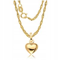 Złoty Łańcuszek 585 Serce Pełne Serduszko ZŁOTO 14K