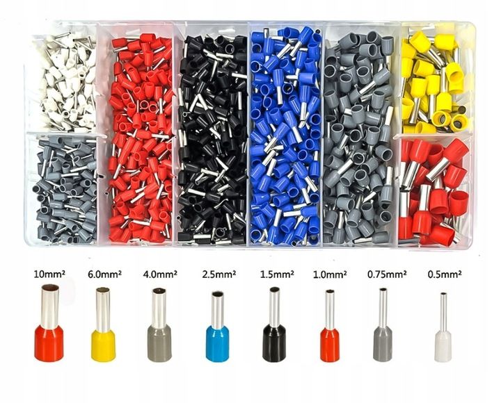 ZACISKARKA PRASKA KONEKTORÓW TULEJEK KOŃCÓWEK KABLI PRZEWODÓW ZESTAW x1200 zdjęcie 2