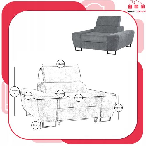 Zestaw mebli wypoczynkowych salonu Savio Sofa 2os fotele szare Family Meble na Arena.pl