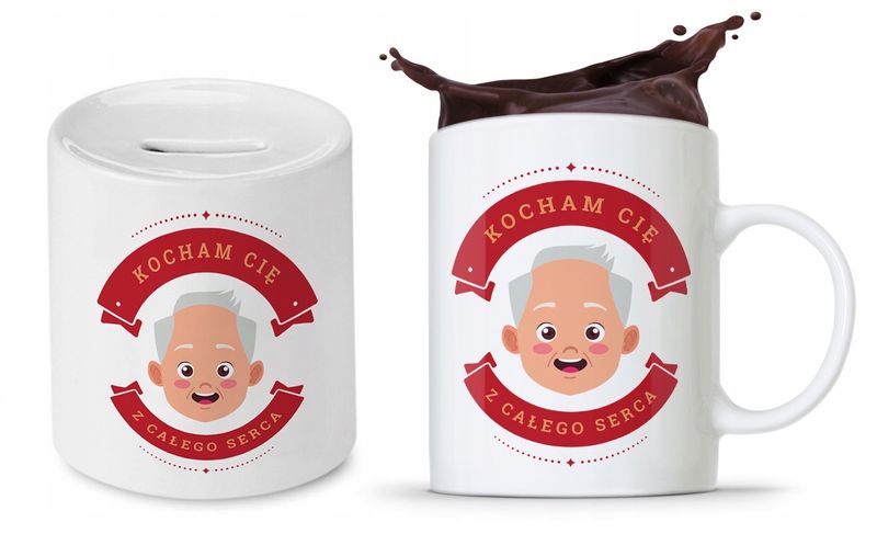 Zestaw Dla Dziadka Dzień Dziadka Kubek + Skarbonka Z Nadrukiem Ze Zdjęciem zdjęcie 1