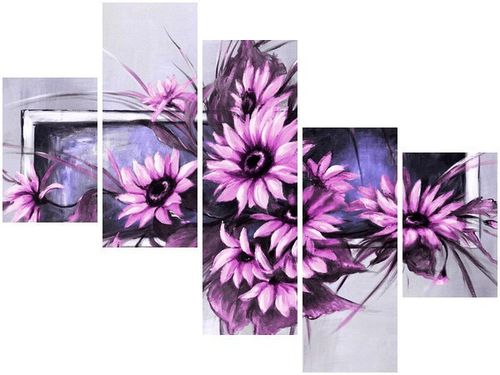 100 75CM OBRAZ 5 ELEM SŁONECZNIKI FIOLECIE ŚCIENNY na Arena.pl