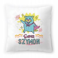 Poduszka Biała 40X40 Cm Dla Szymona Syna Dziecka Z Nadrukiem Ze Zdjęciem