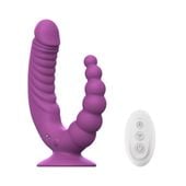 Teazers - Double Vibrator With Suction Cup And Remote - Purple